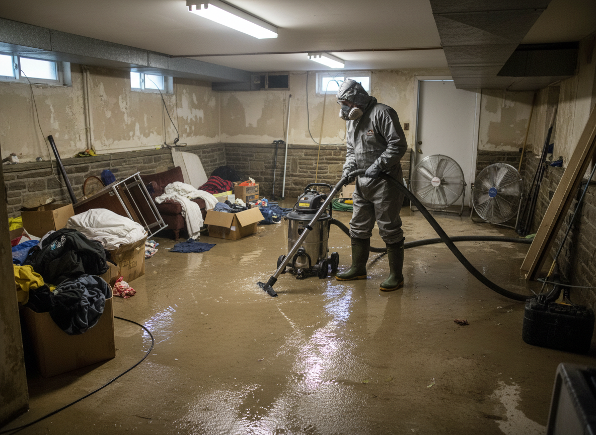 Basement flood cleanup in Bryn Mawr