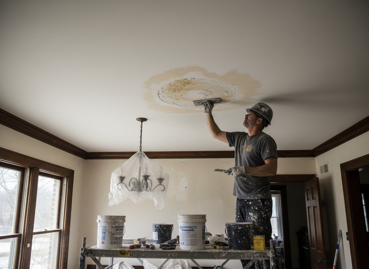 Ceiling water damage repair in Bryn Mawr